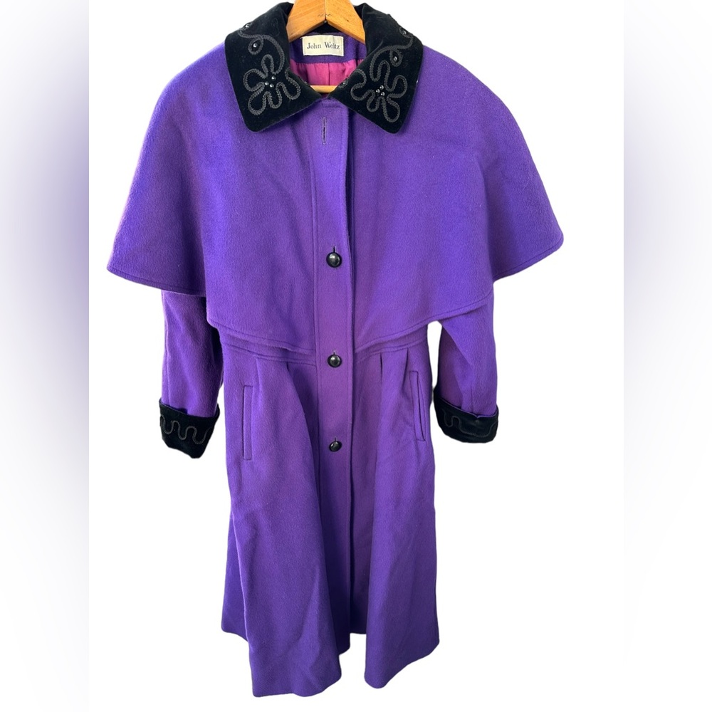 VINTAGE JOHN WIETZ PURPLE AND BLACK CAPE COAT